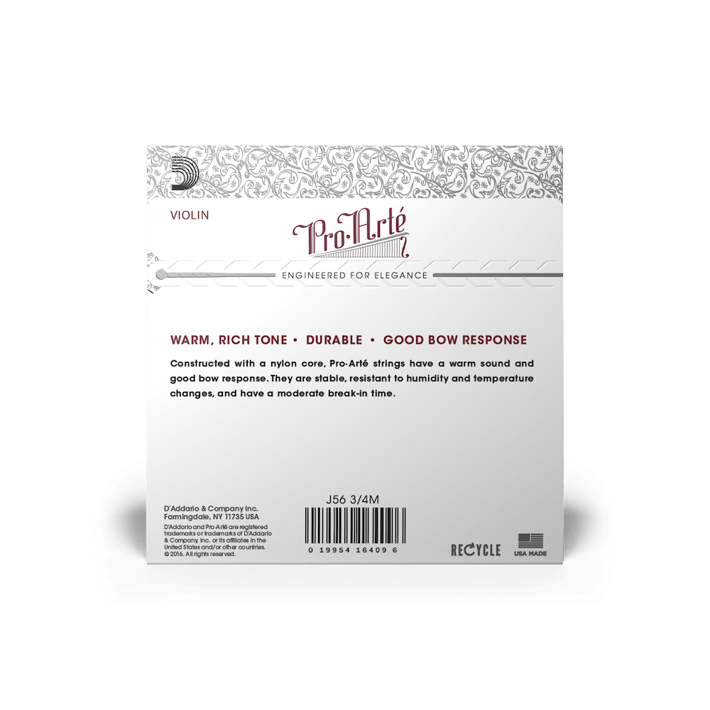 D'Addario Pro-Arte Violin String Set, 3/4 Scale, Medium Tension