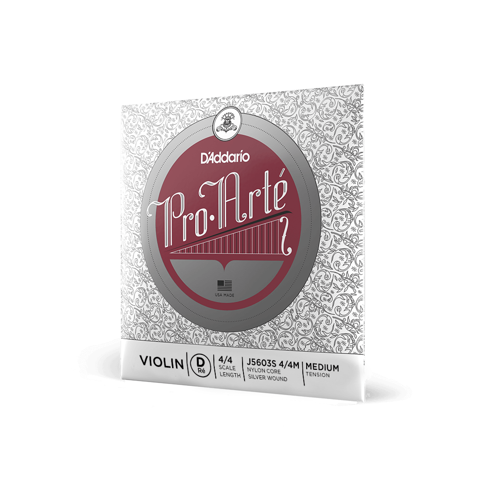 D'Addario Pro-Arte Violin Single Silver Wound D String, 4/4 Scale, Medium Tension