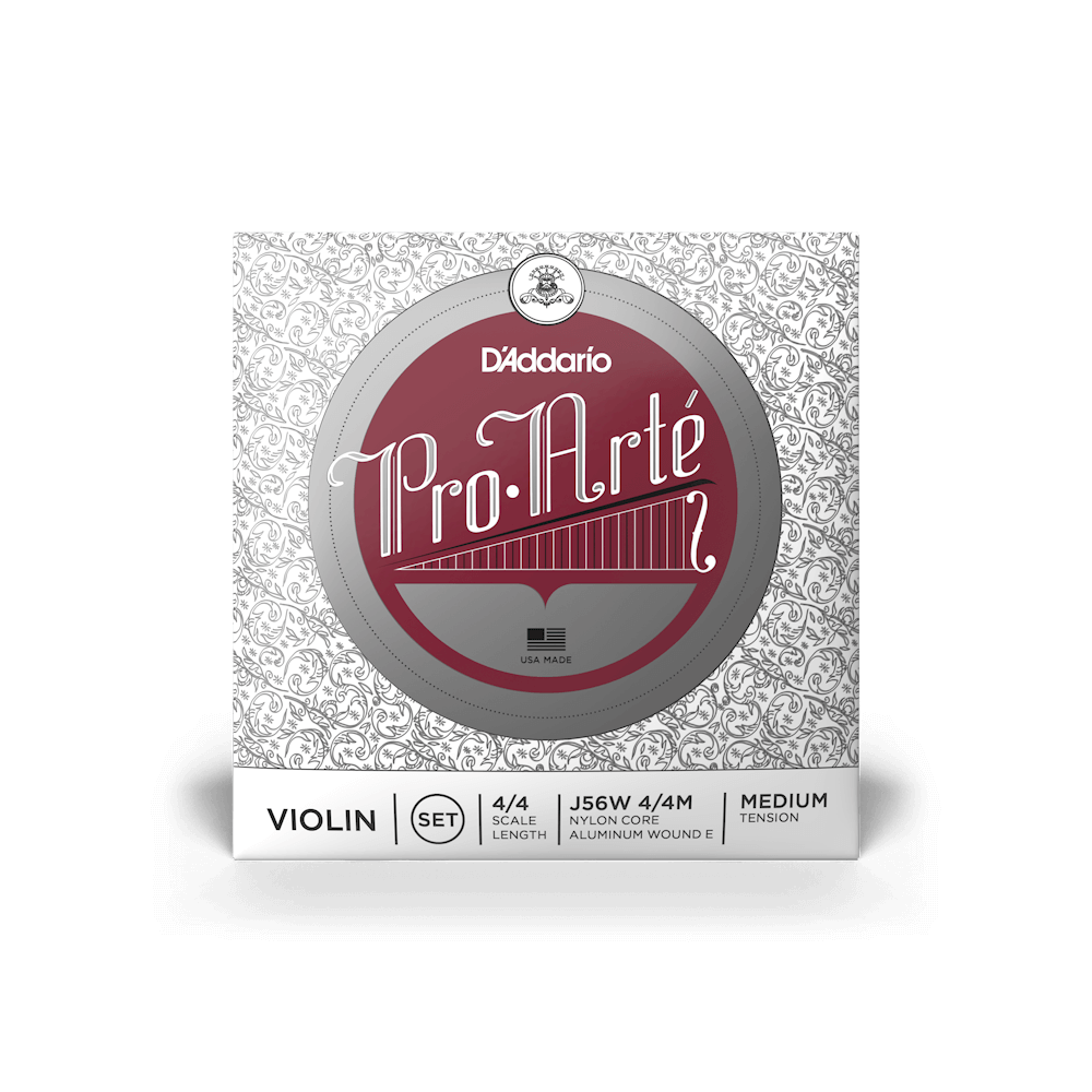 D'Addario Pro-Arte Violin String Set with Wound E, 4/4 Scale, Medium Tension