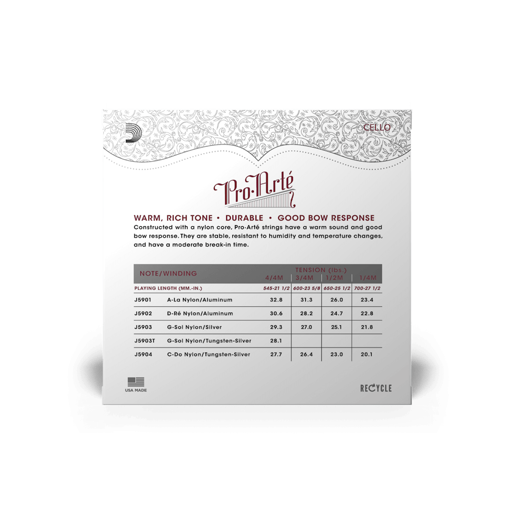 D'ADDARIO AND CO 4/4 PRO ARTE VIOLON JEU DE CORDES MEDIUM/RE FILE