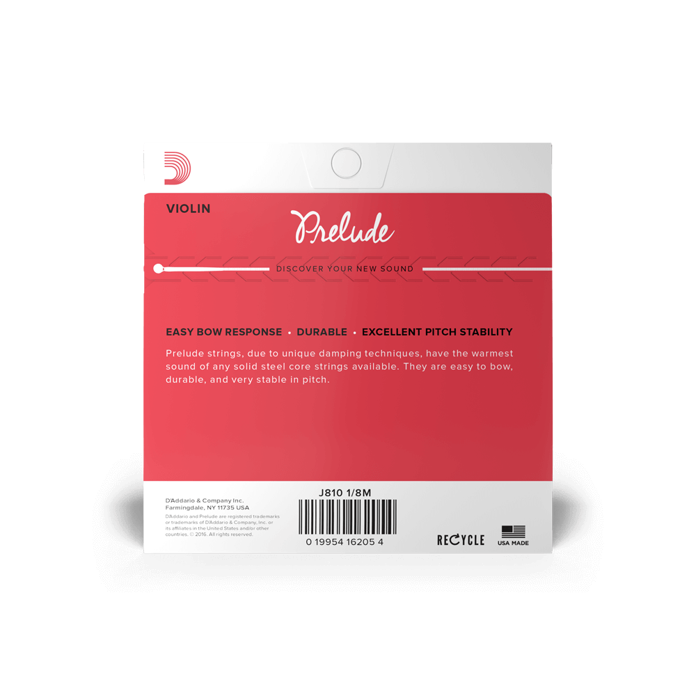 D'Addario Prelude Violin Single D String, 1/8 Scale, Medium Tension