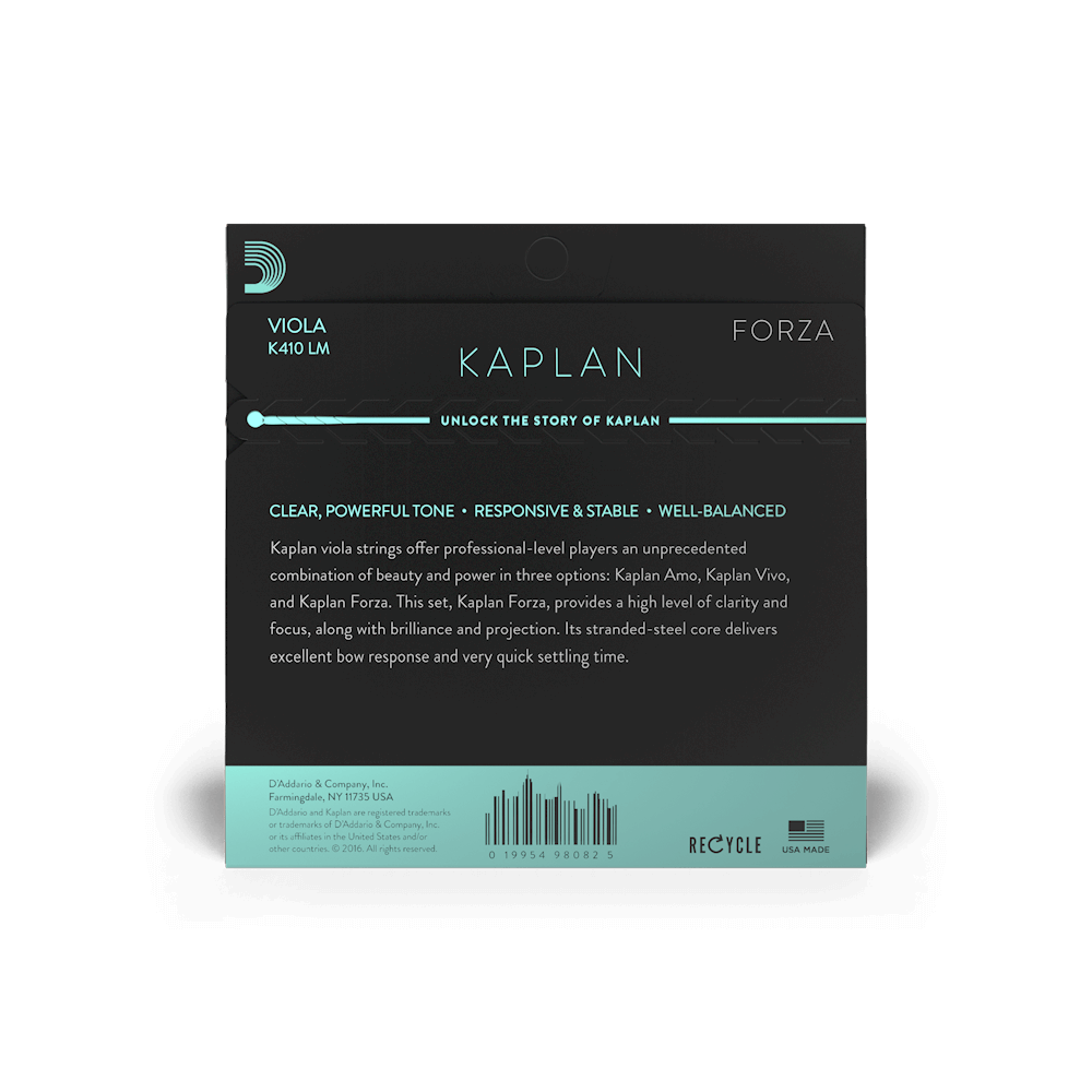 D'Addario Kaplan Forza Viola String Set, Long Scale, Medium Tension