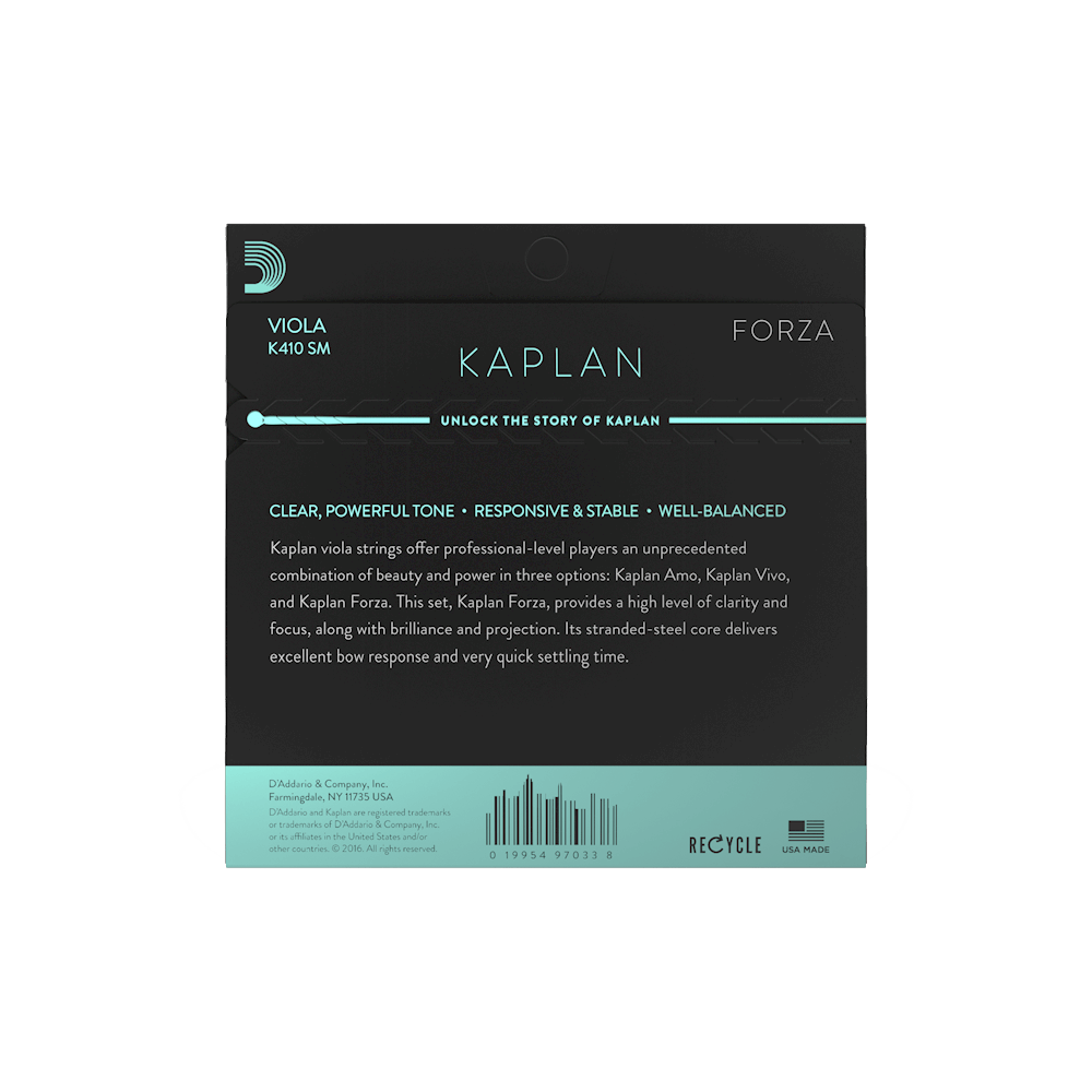 D'Addario Kaplan Forza Viola String Set, Short Scale, Medium Tension