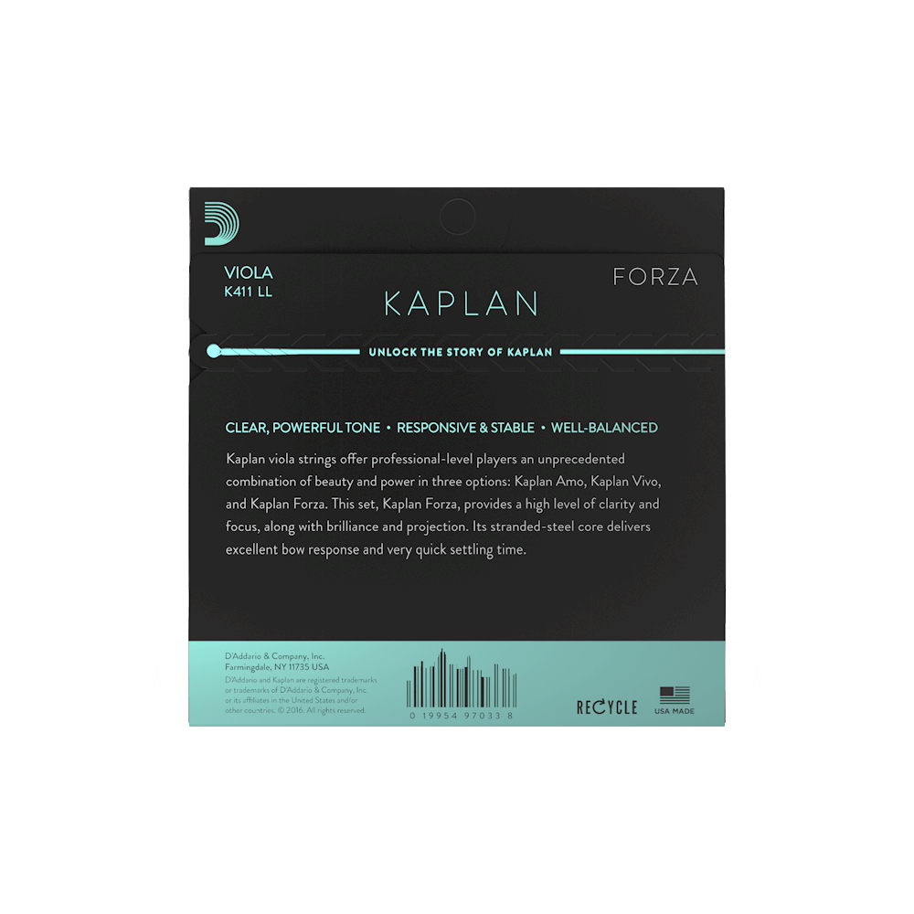D'Addario Kaplan Forza Viola Single A String, Long Scale, Light Tension