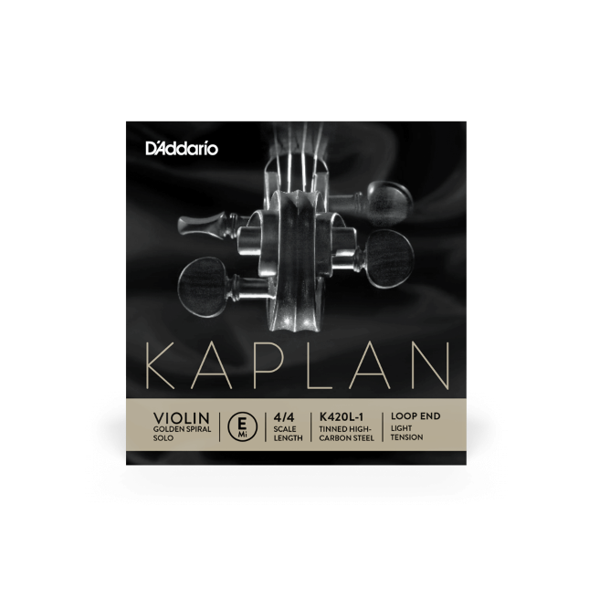 D&#39;Addario Kaplan Golden Spiral Solo Loop End Violin Single E String, 4/4 Scale, Light Tension