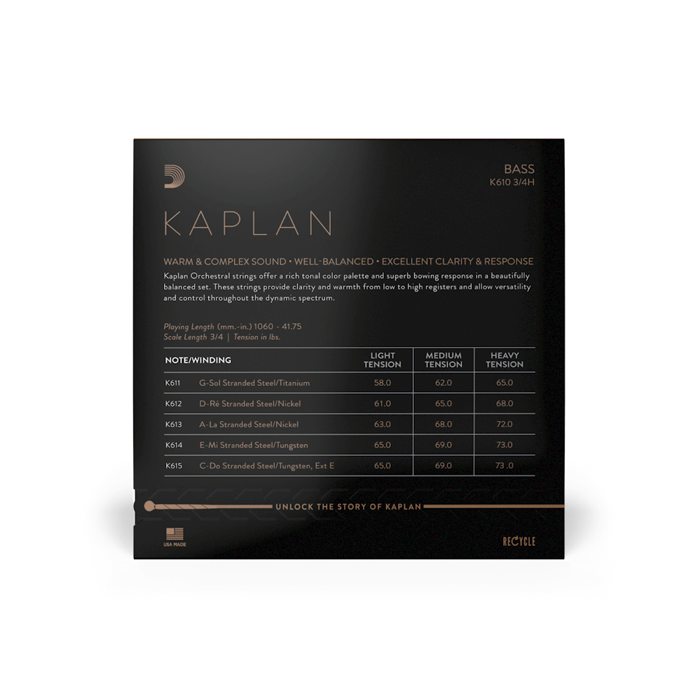 D'Addario Kaplan Bass Single G String, 3/4 Scale, Heavy Tension