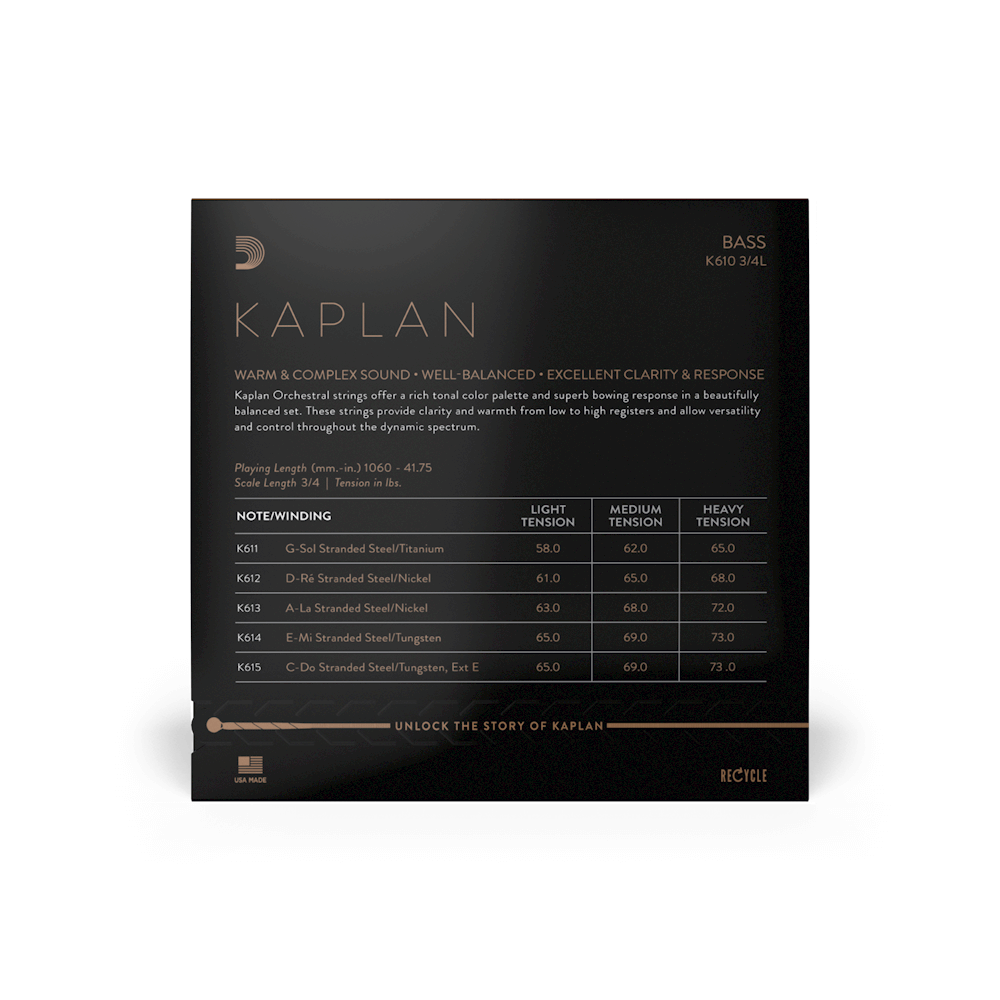 D'Addario Kaplan Bass Single G String, 3/4 Scale, Light Tension