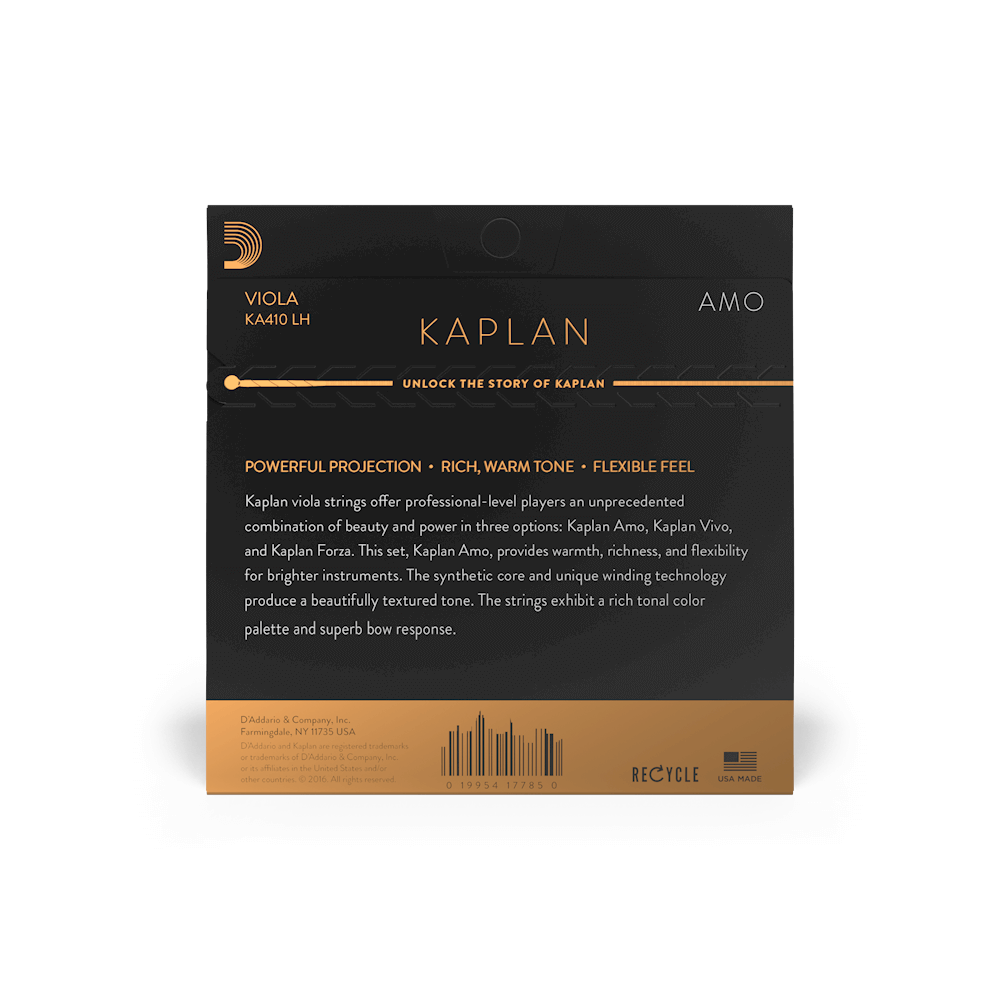 D'Addario Kaplan Amo Viola String Set, Long Scale, Heavy Tension
