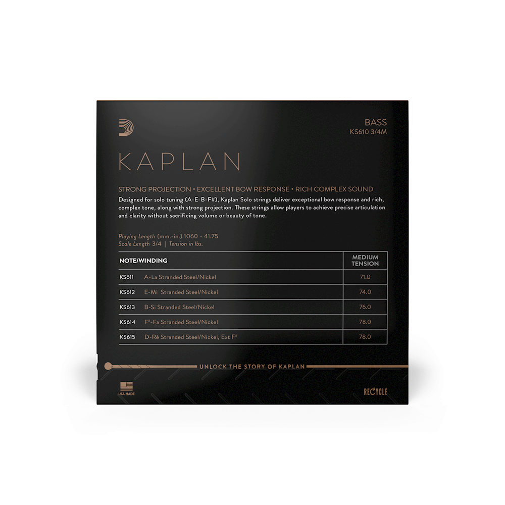 D'Addario Kaplan Solo Double Bass D-Ext String, 3/4 Scale, Medium Tension
