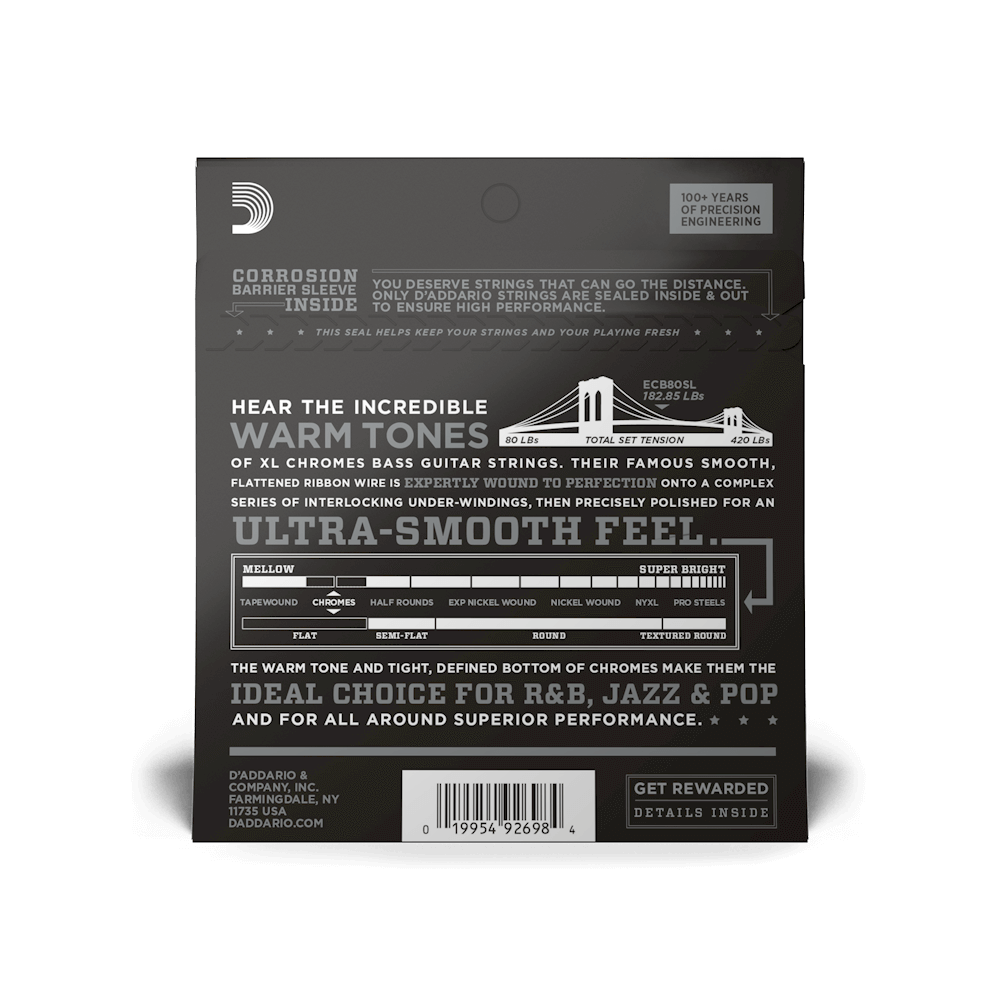 40-95 Super Light, Super Long Scale, XL Chromes Bass Strings