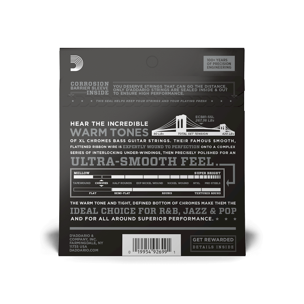 45-132 Regular Light 5-String, Super Long Scale, XL Chromes Bass Strings
