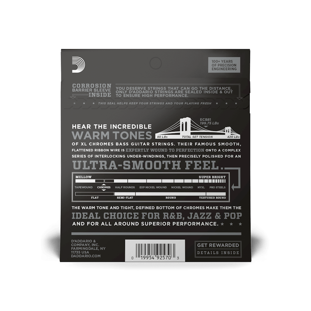 45-100 Regular Light, Long Scale, XL Chromes Bass Strings