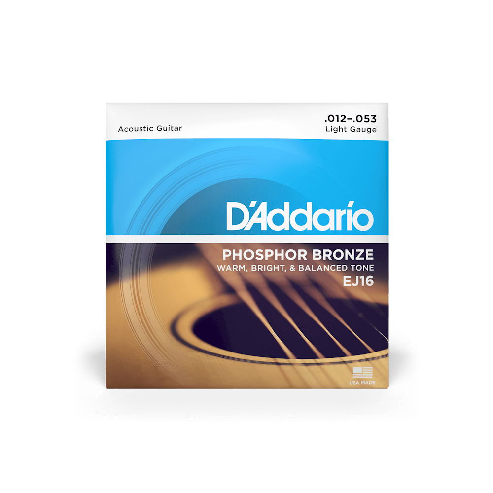 D'Addario EJ16 Phosphor Bronze Acoustic Guitar Strings, Light Gauge