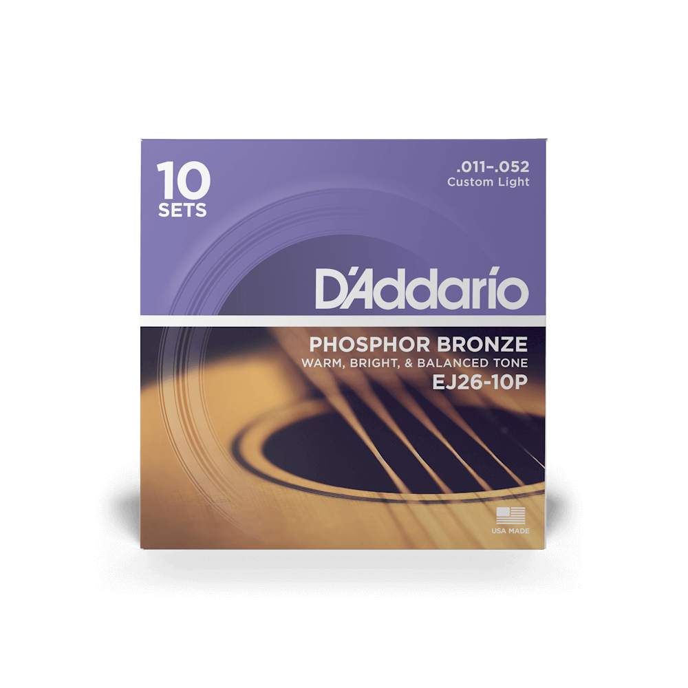11-52 Custom Light, Phosphor Bronze Acoustic Guitar Strings 10-Pack