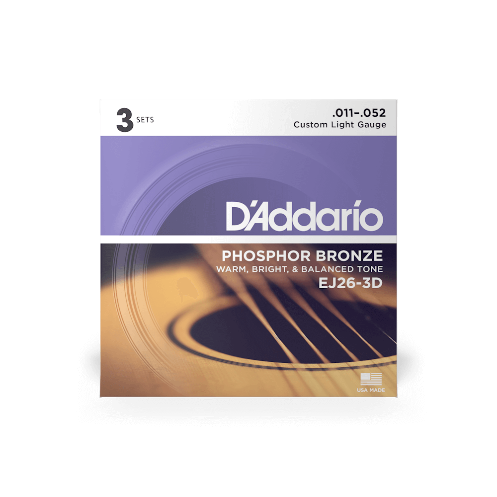 11-52 Custom Light, Phosphor Bronze Acoustic Guitar Strings 3-Pack