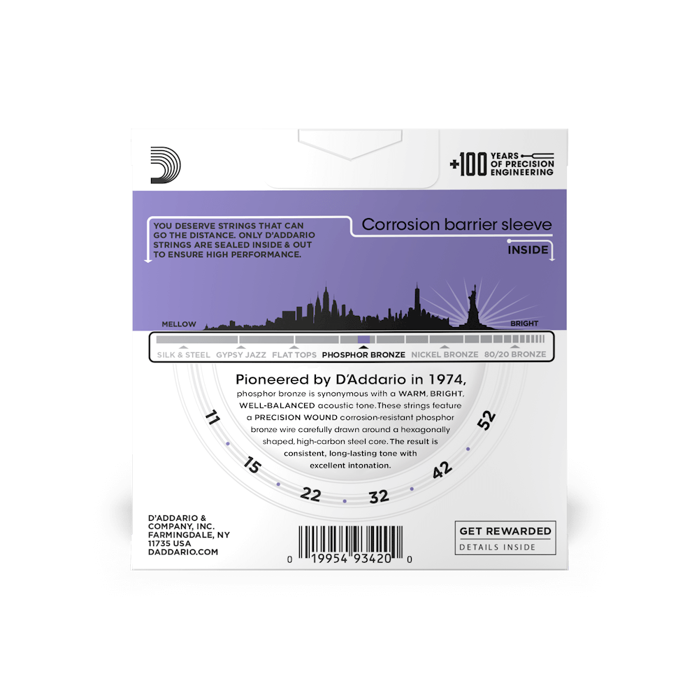 11-52 Custom Light, Phosphor Bronze Acoustic Guitar Strings 3-Pack