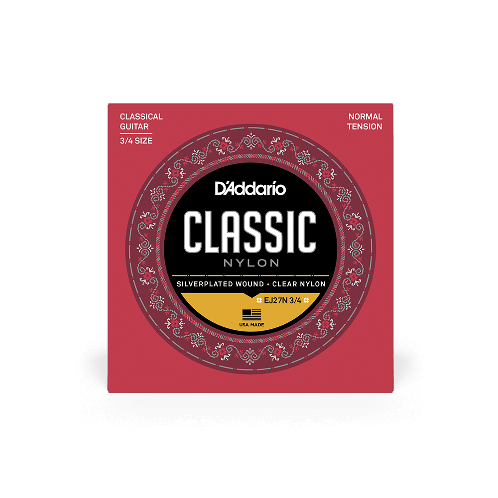 Normal Tension 3/4 Size, Classic Nylon Student Classical Guitar Strings, EJ27N 3/4