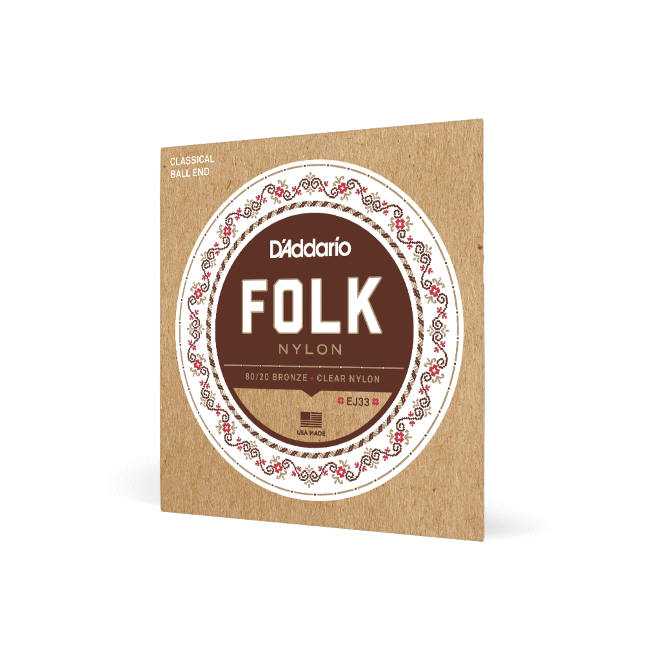Normal Tension Ball End, 80/20 Bronze/Clear Nylon, Folk Nylon Classical Guitar Strings