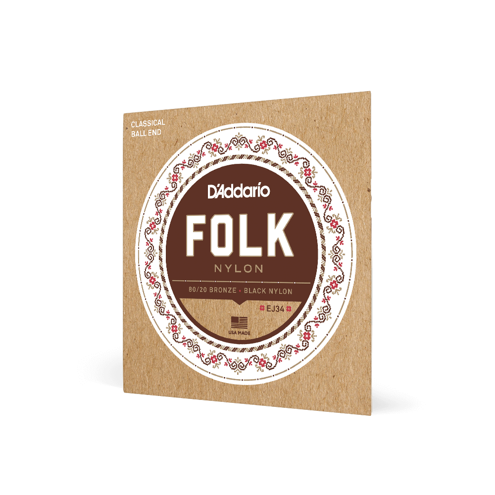 Normal Tension Ball End, 80/20 Bronze/Black Nylon, Folk Nylon Classical Guitar Strings