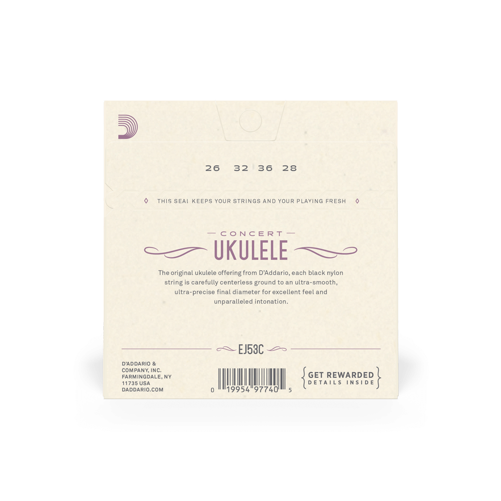 D'Addario EJ53C Pro-Arté Rectified Ukulele Strings, Hawaiian-Concert