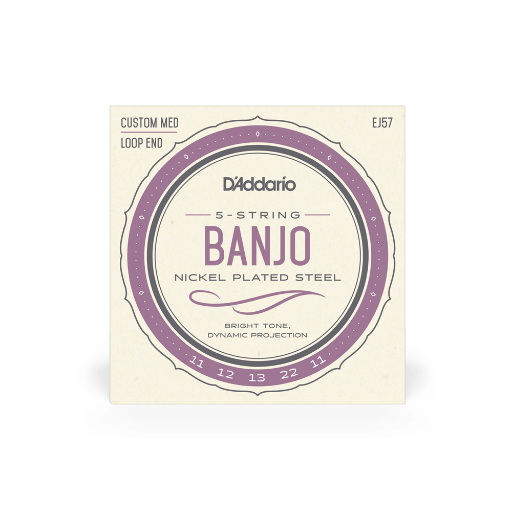 D'Addario EJ57 5-String Banjo Strings, Nickel, Custom Medium, 11-22