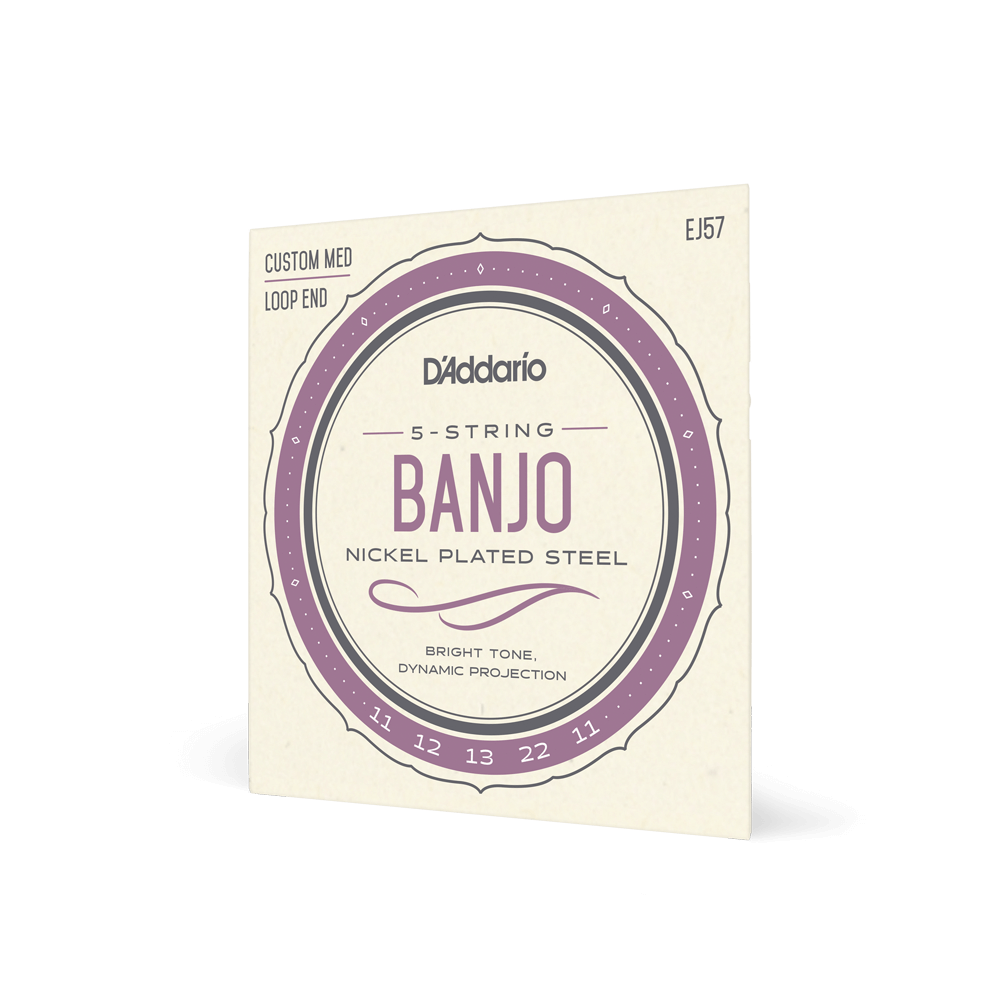 D'Addario EJ57 5-String Banjo Strings, Nickel, Custom Medium, 11-22