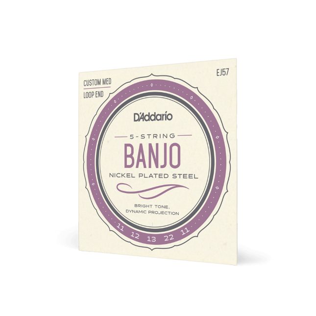 D&#39;Addario EJ57 5-String Banjo Strings, Nickel, Custom Medium, 11-22