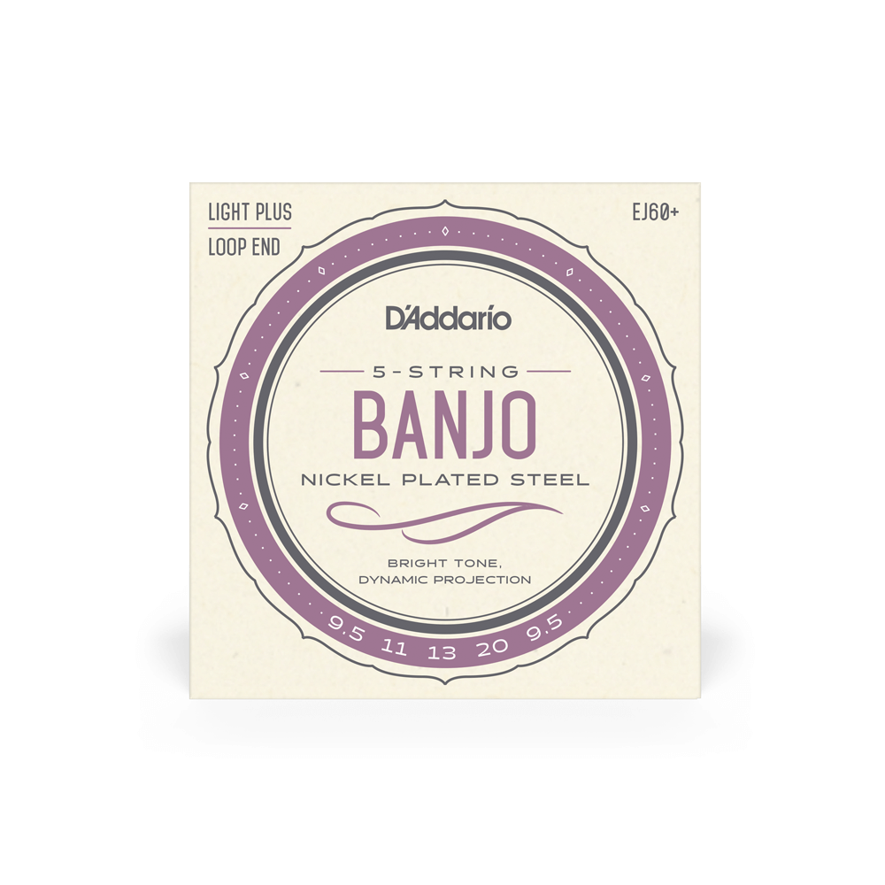D'Addario EJ60+ 5-String Banjo Strings, Nickel, Light Plus, 9.5-20