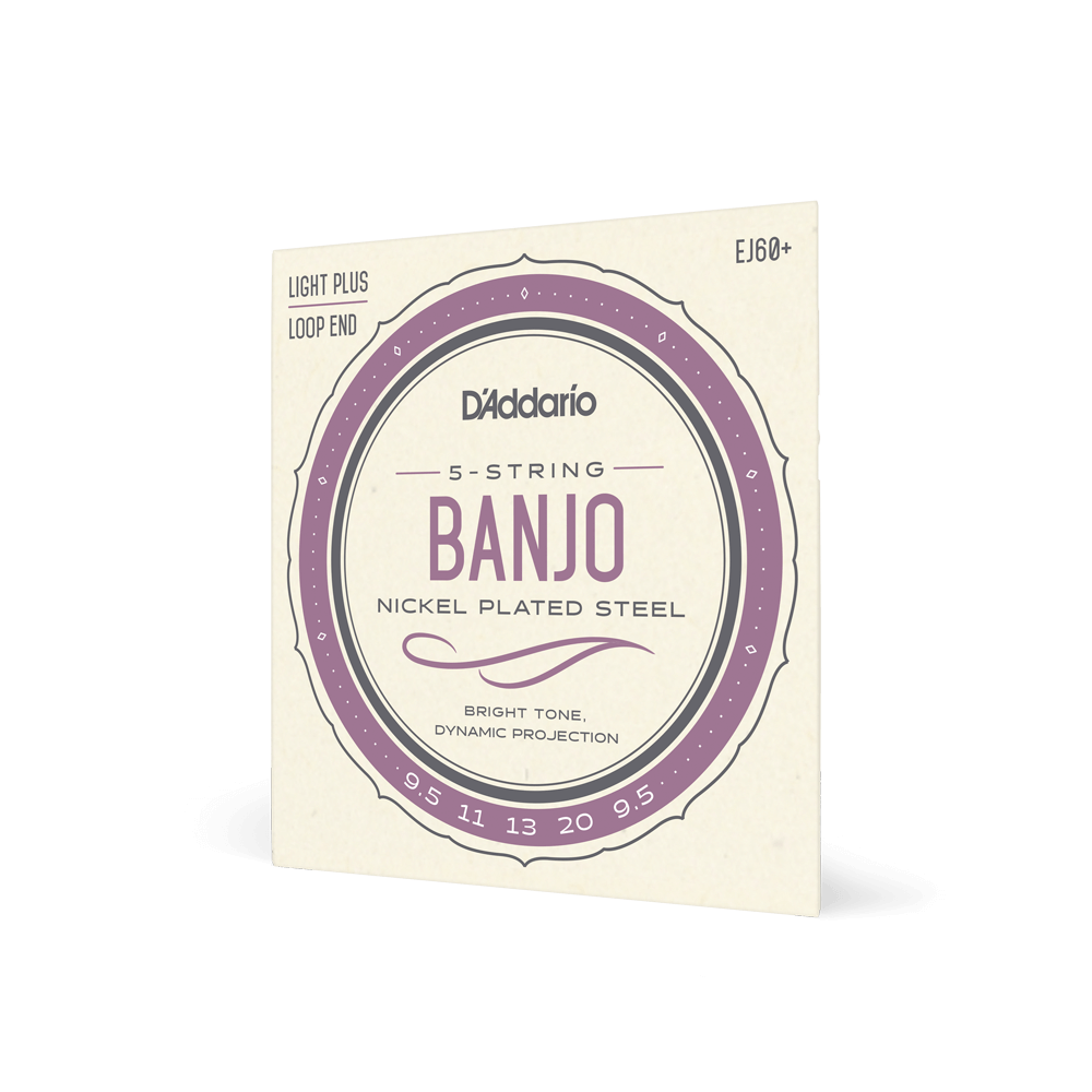 D'Addario EJ60+ 5-String Banjo Strings, Nickel, Light Plus, 9.5-20