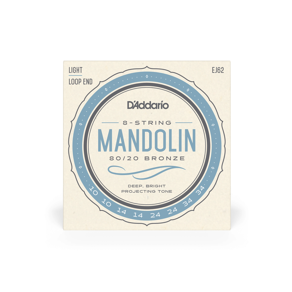 D'Addario EJ62 80/20 Bronze Mandolin Strings, Light, 10-34
