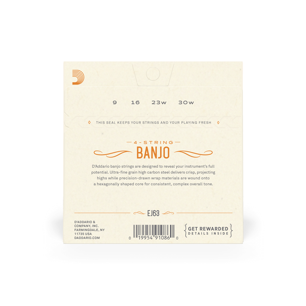 D'Addario EJ63 Tenor Banjo Strings, Nickel, 9-30