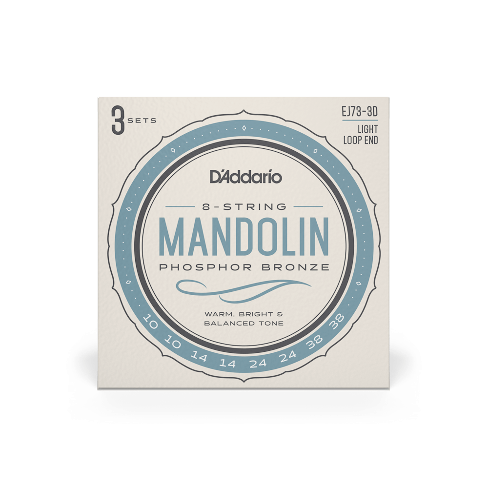 D'Addario EJ73 Mandolin Strings, Phosphor Bronze, Light, 10-38, 3 Sets