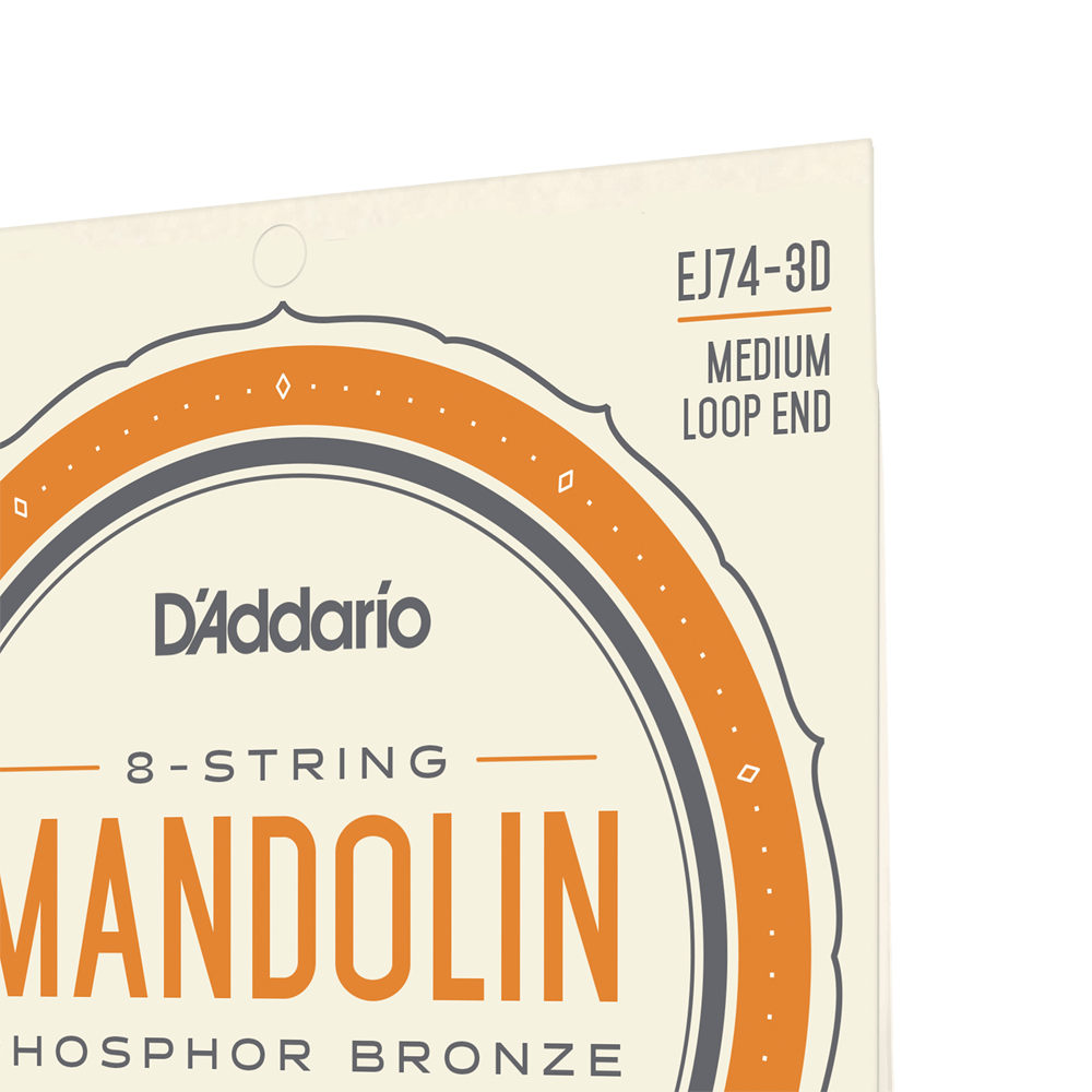 D'Addario EJ74-3D Mandolin Strings, Phosphor Bronze, Medium, 11-40, 3 Sets