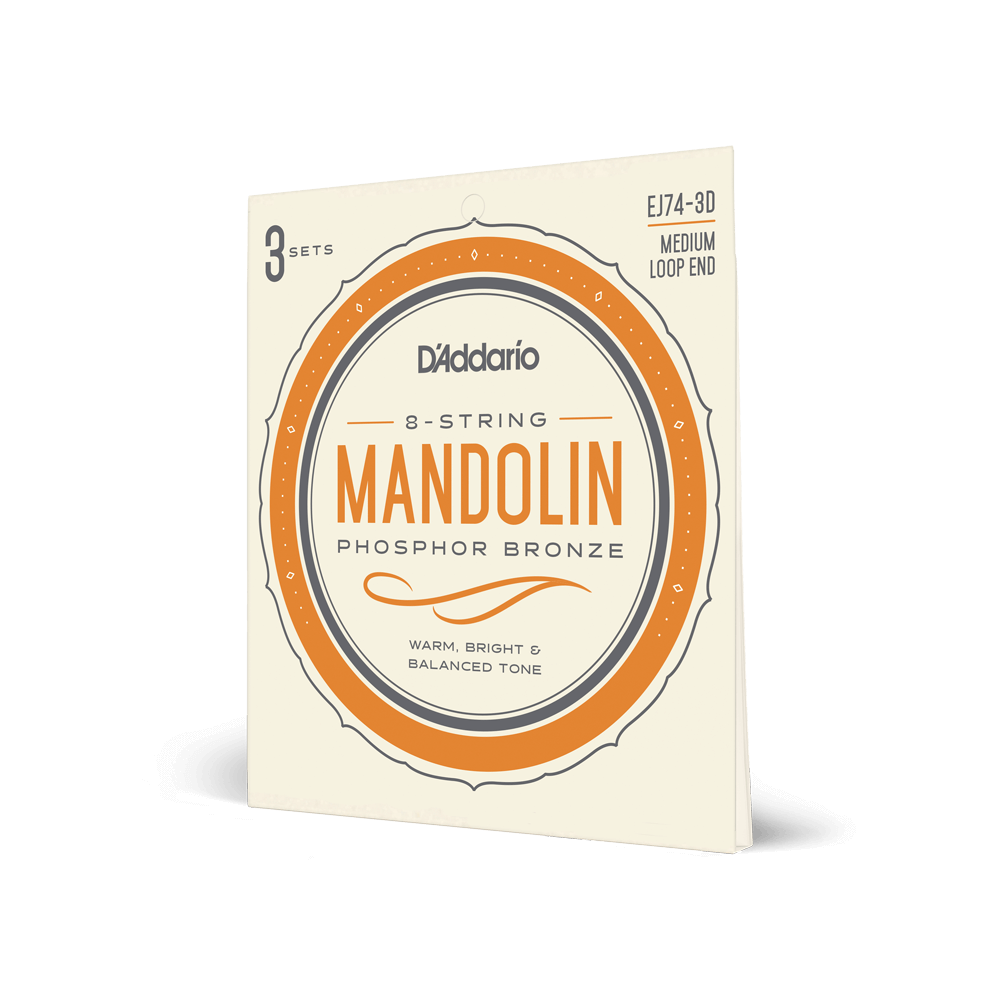 D'Addario EJ74-3D Mandolin Strings, Phosphor Bronze, Medium, 11-40, 3 Sets