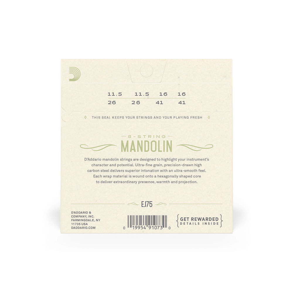 D'Addario EJ75 Mandolin Strings, Phosphor Bronze, Medium/Heavy, 11.5-41