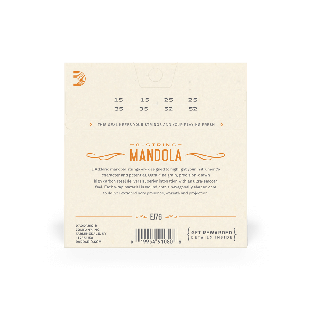 D'Addario EJ76 Phosphor Bronze Mandola Strings, Medium, 15-52