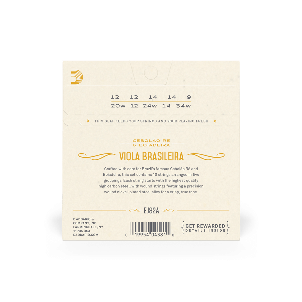 D'Addario EJ82A Viola Brasileira Set, Cebolao Re and Boiadeira
