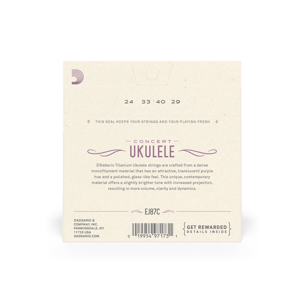 D'Addario EJ87C Titanium Ukulele Strings, Concert