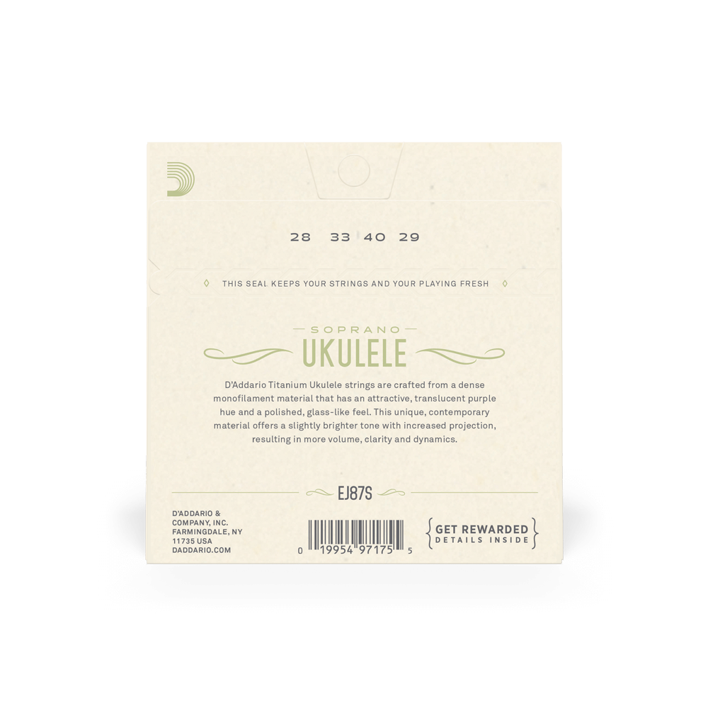 D'Addario EJ87S Titanium Ukulele Strings, Soprano