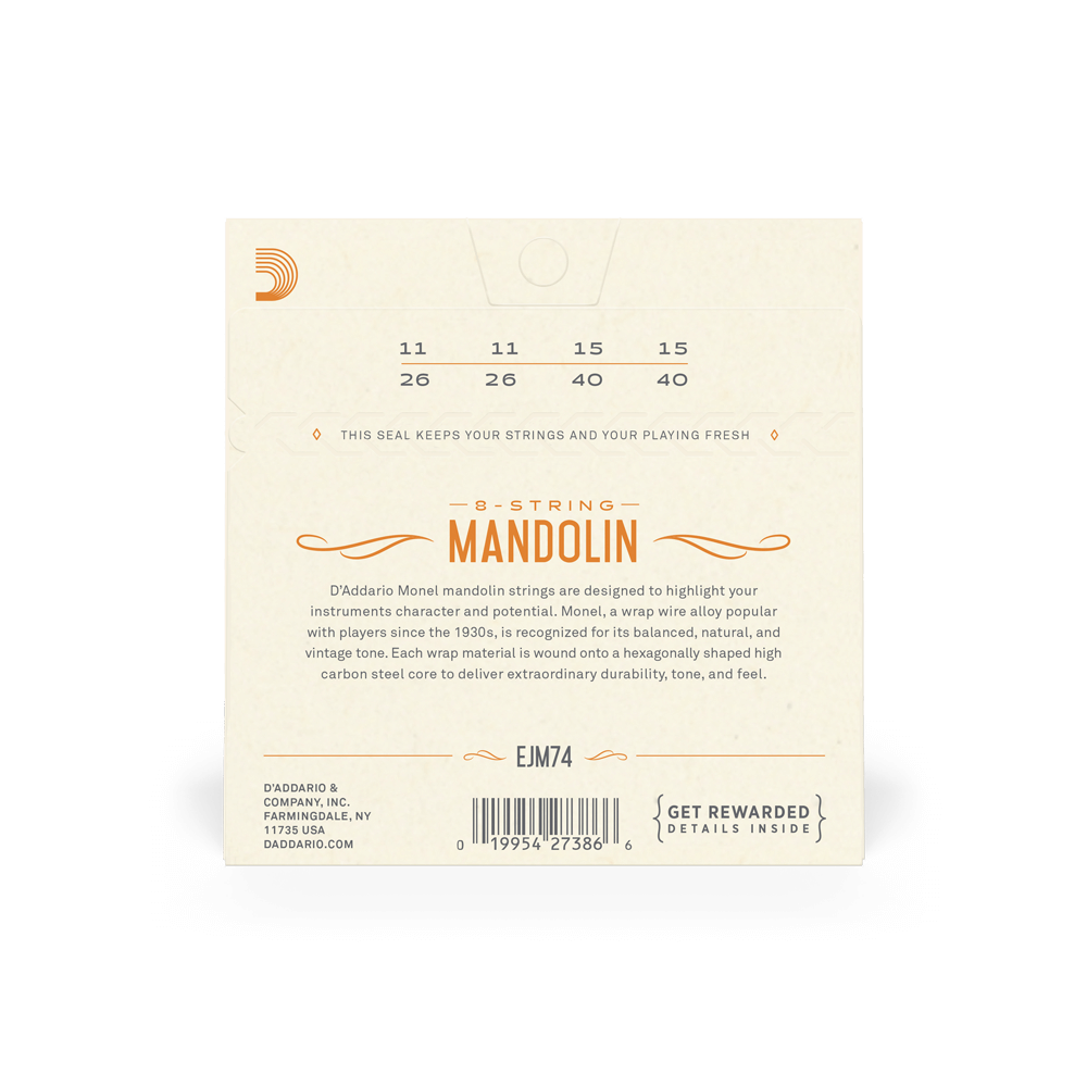 D'Addario EJM74 Monel Mandolin Strings, Medium, 11-40