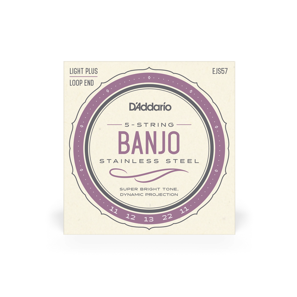 D'Addario EJS57 5-String Banjo Strings, Stainless Steel, Custom Medium, 11-22