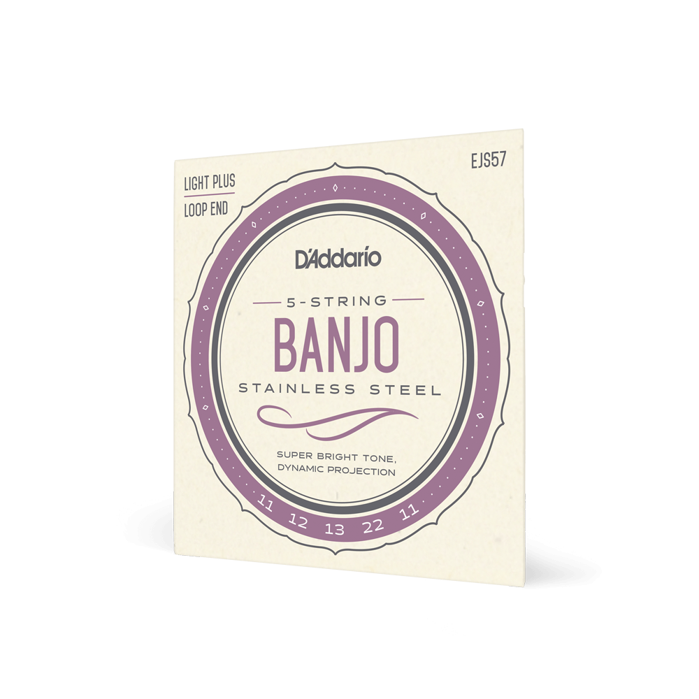D'Addario EJS57 5-String Banjo Strings, Stainless Steel, Custom Medium, 11-22