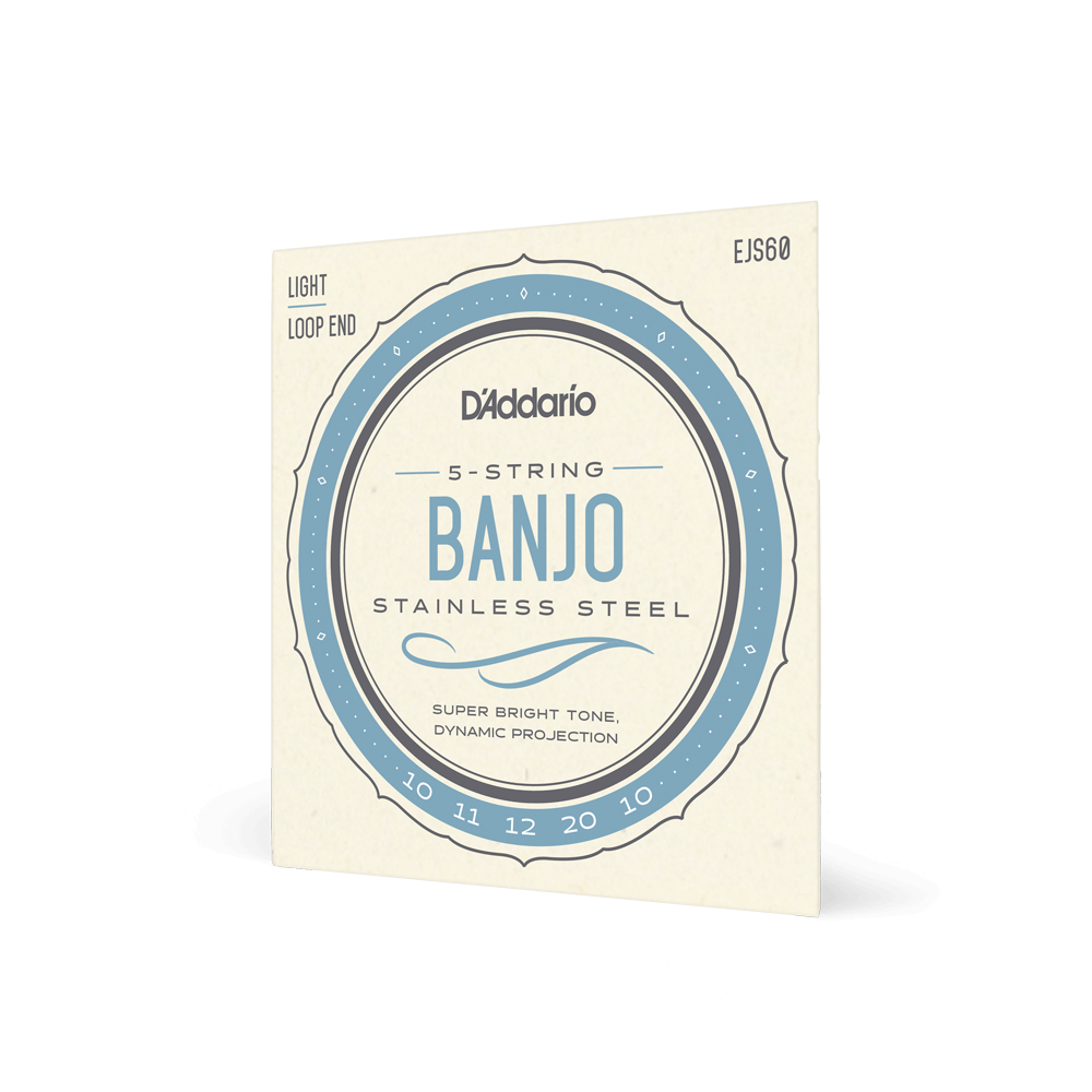 D'Addario EJS60 5-String Banjo Strings, Stainless Steel, Light, 10-20
