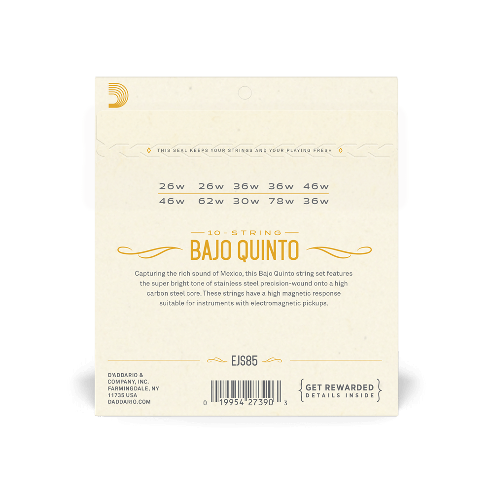 D'Addario EJS85 Bajo Quinto Stainless Steel Strings