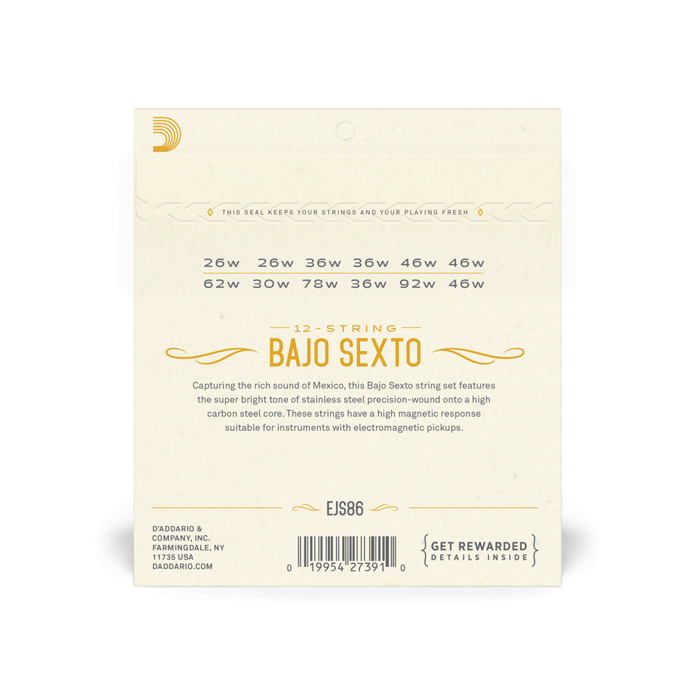 D'Addario EJS86 Bajo Sexto Stainless Steel Strings