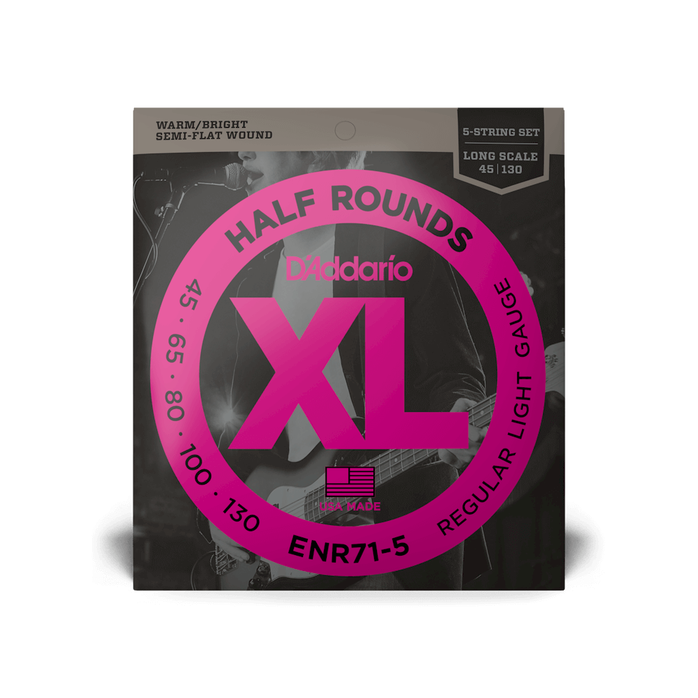 45-130 Regular Light 5-String, Long Scale, XL Half Rounds Bass Strings