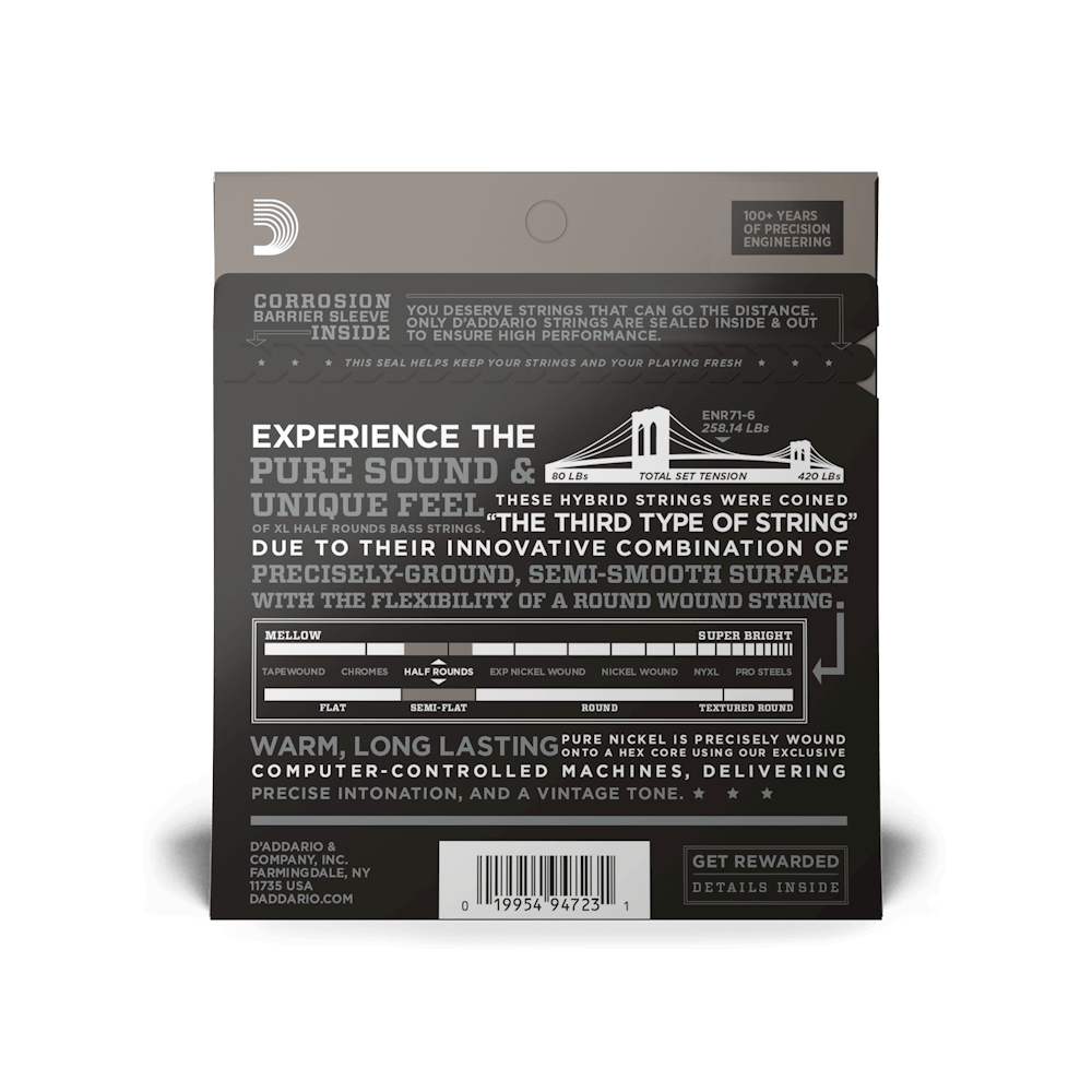 30-130 Regular Light 6-String, Long Scale, XL Half Rounds Bass Strings