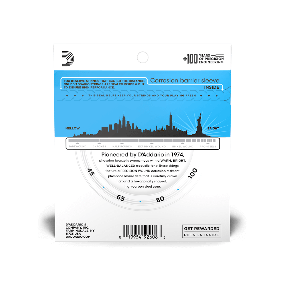 45-100 Regular Light, Long Scale, Phosphor Bronze Acoustic Bass Strings