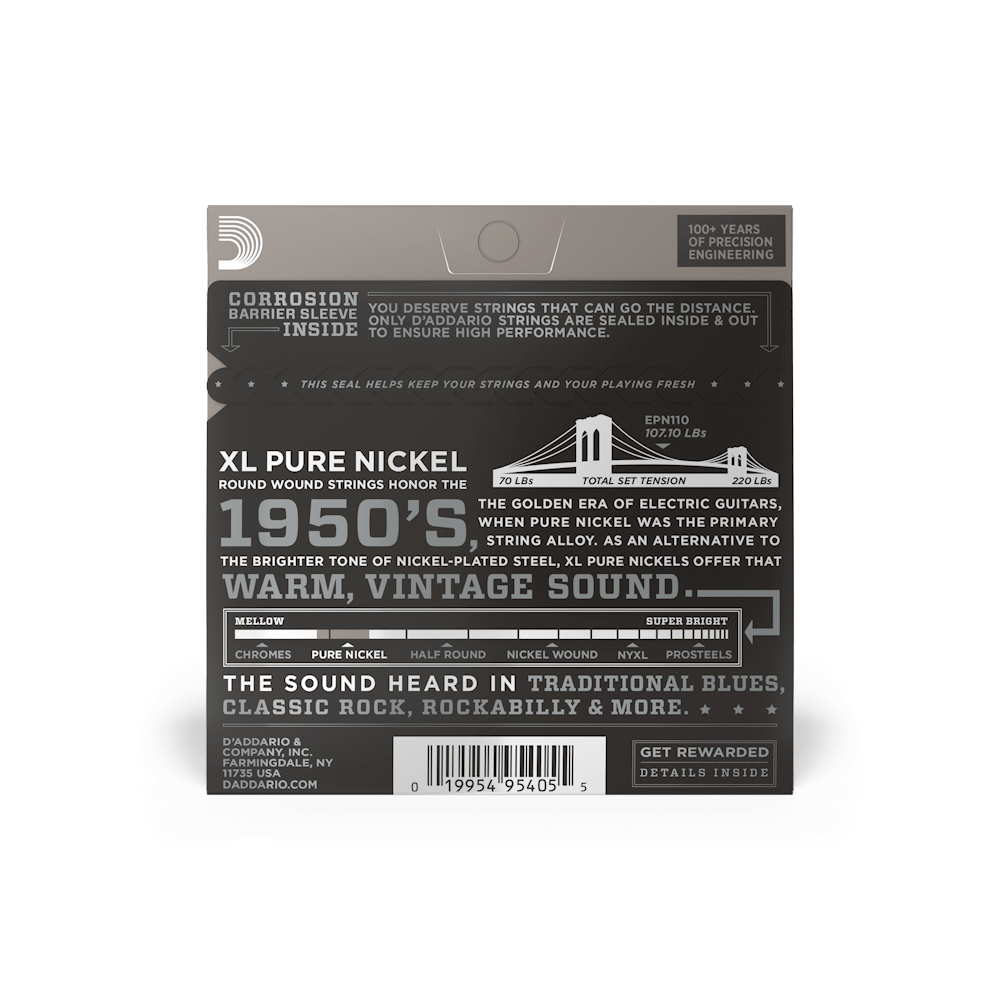 10-45 Regular Light, XL Pure Nickel Electric Guitar Strings