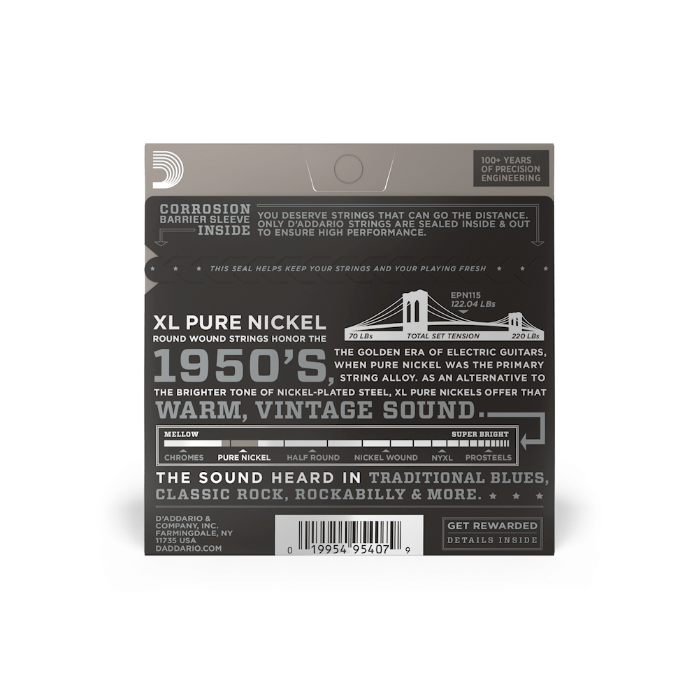 11-48 Medium, XL Pure Nickel Electric Guitar Strings